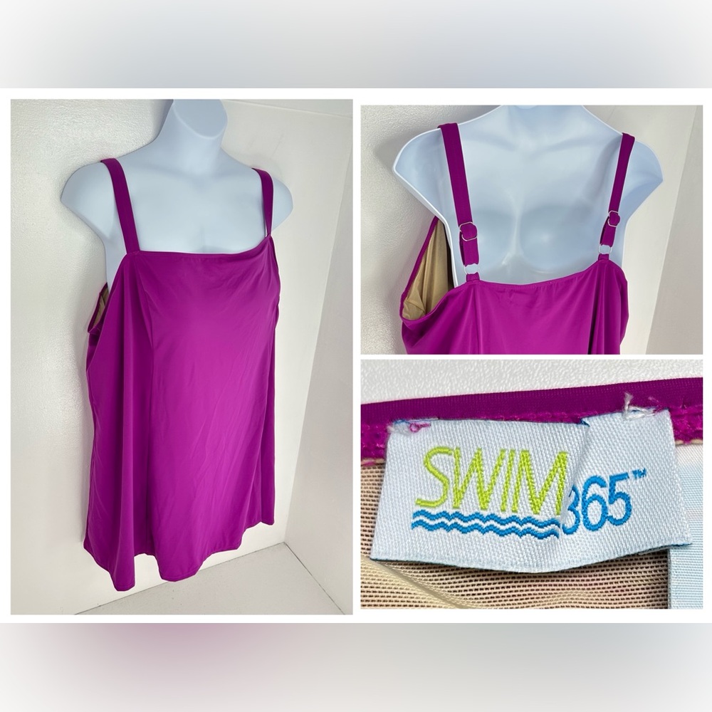 SWIM 365 Purple Swim Dress Swimsuit Size 34W‎ Briefs NWOT Beach Summer Vacation